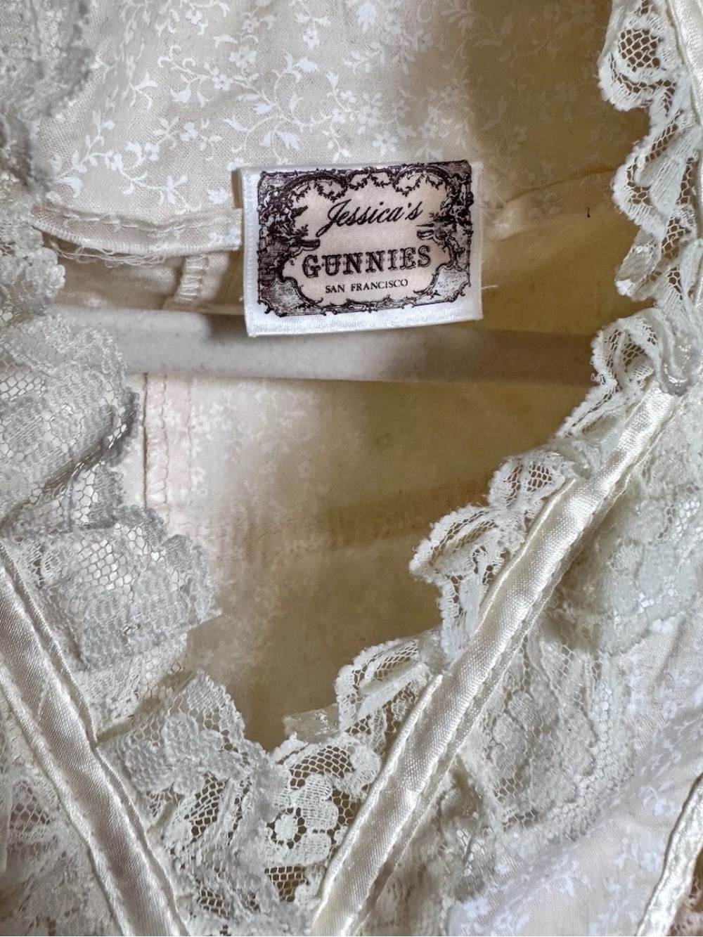 ❌SOLD❌ gunne sax • vintage jessica mcclintok gunnies cream lace blouse prairie - Picture 7 of 7